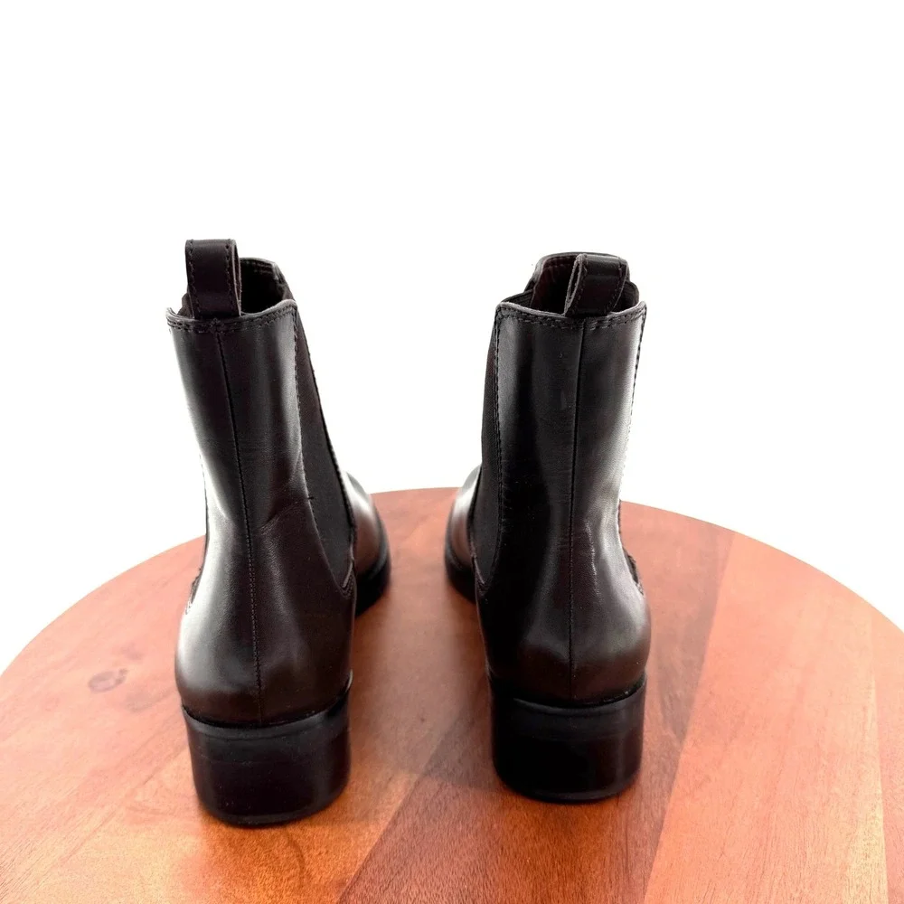 Talbots Leather Chelsea Boots Dark Brown Elastic Gore Made in Brazil Women 9.5M
